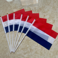 Netherlands Flags Small Stick Dutch Nederlands 14x21cm Polyester Handheld National Netherlandish Flag With Flagpole