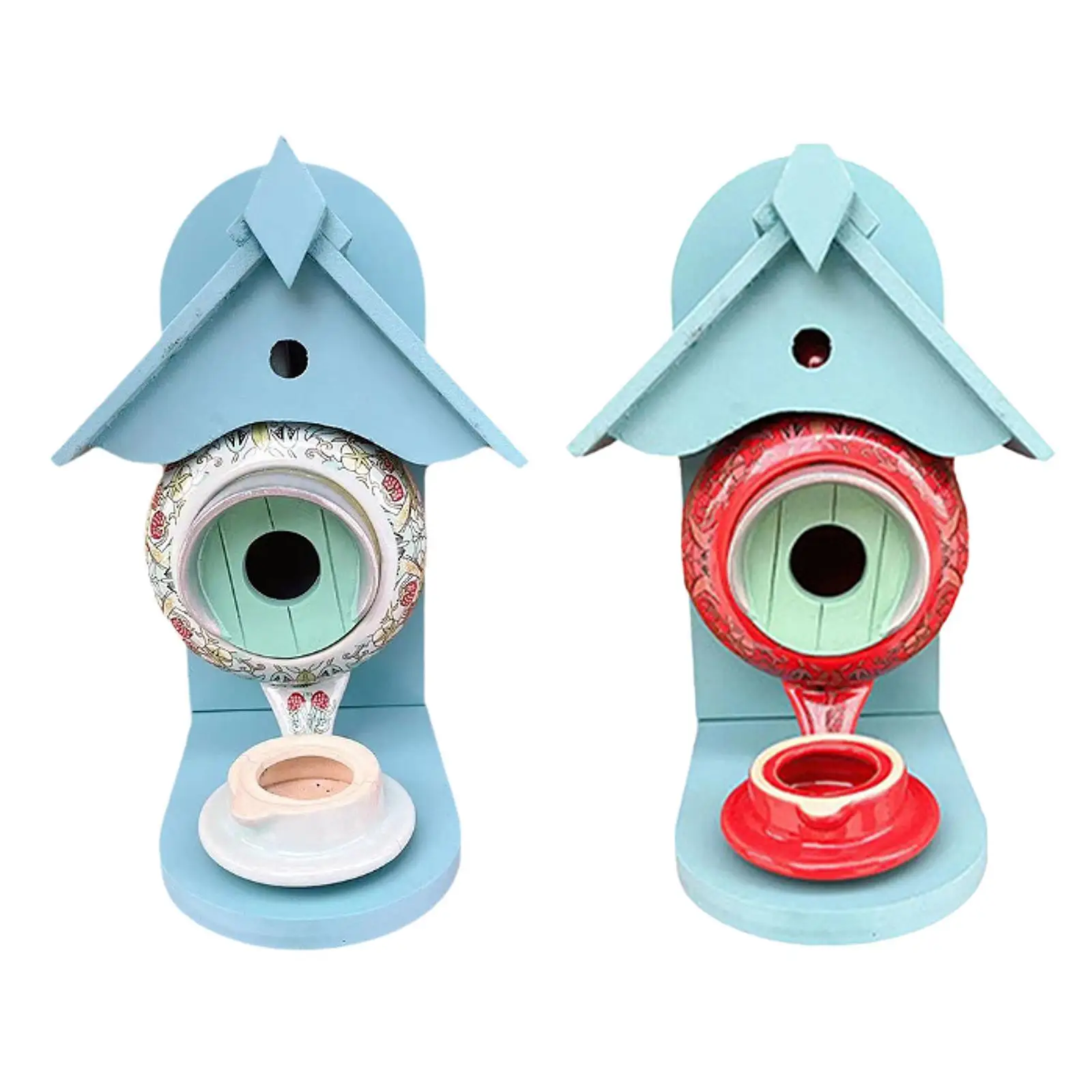 Ceramic Teapot Garden Hanging Bird Feeder Lovely Decor Hummingbird Birdhouse