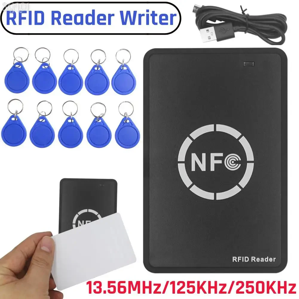 

RFID NFC Copier Duplicator 125KHz Key Fob NFC Smart Card Reader Writer 125KHz Encrypted Programmer USB Tag Accessories