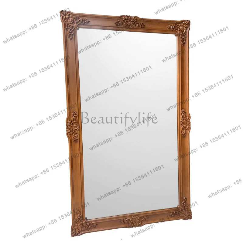 

French retro high-end carved floor mirror clothing store fitting mirror