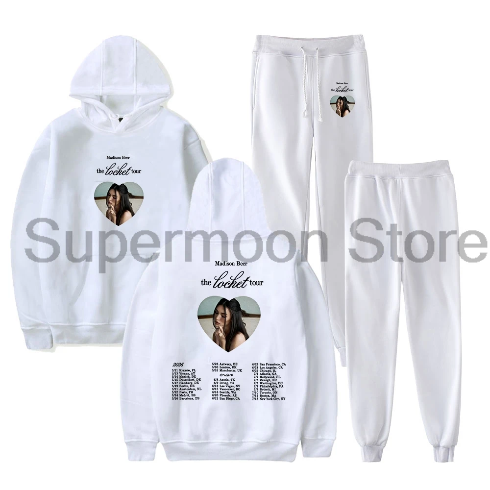 Conjunto de Moletom e Calça Jogger Madison Beer The Locket Tour 2026 - Agasalho de Duas Peças para Homens e Mulheres