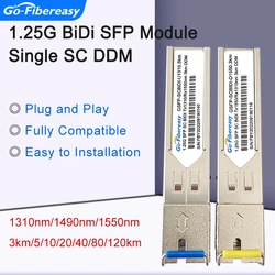 Módulo SFP BiDi de 1,25 Gbps, transceptor óptico de fibra Mini GBIC SC 3/10/20/40/100km para Mikrotik,Cisco, tp-link, interruptor Zyxel