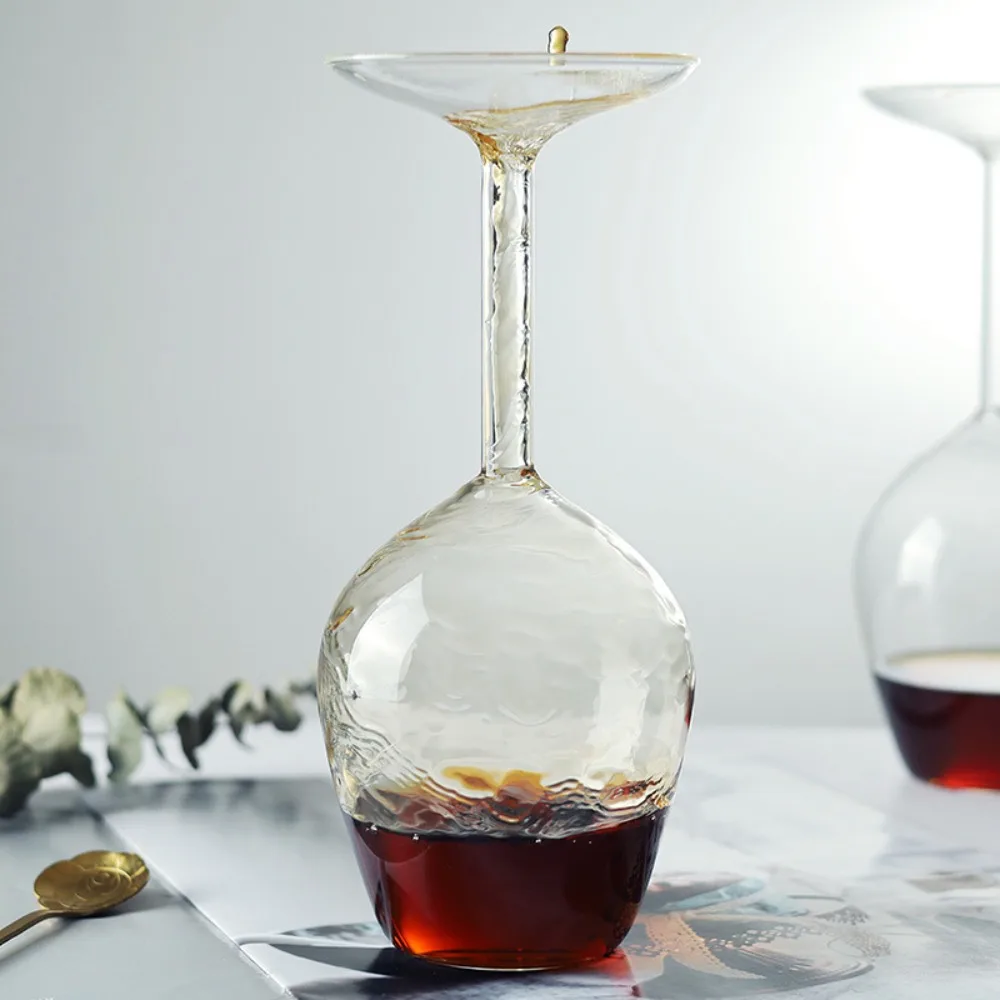 Glassware 400ML Upside Down Goblet Clear Long Stem Inverted Wine Cup Thickened Wineglass Cocktails