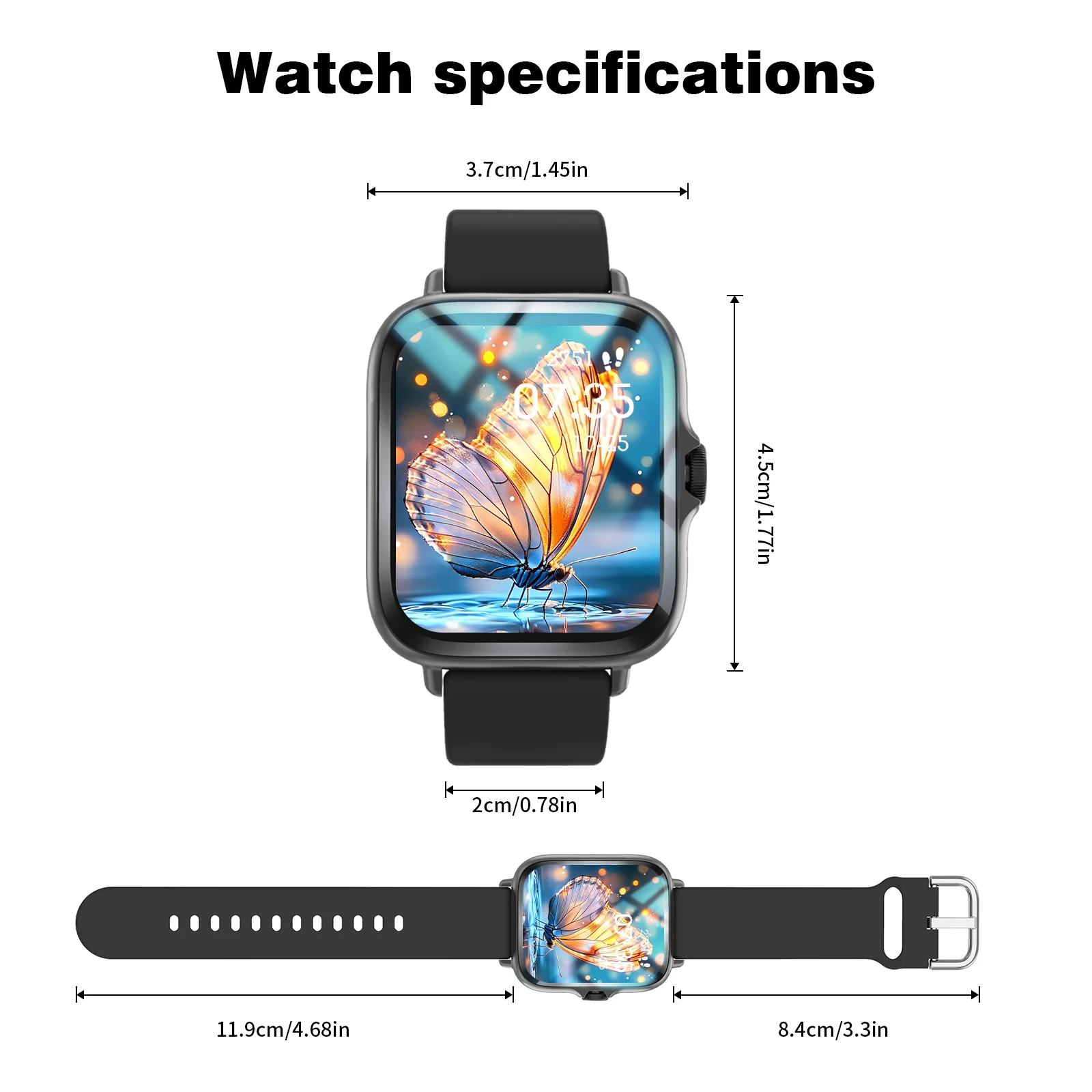 ساعة ذكية جديدة تمامًا، مكالمات بلوتوث، تذكير بالرسائل، تصوير عن بعد، مناسبة لهواتف iPhone وAndroid