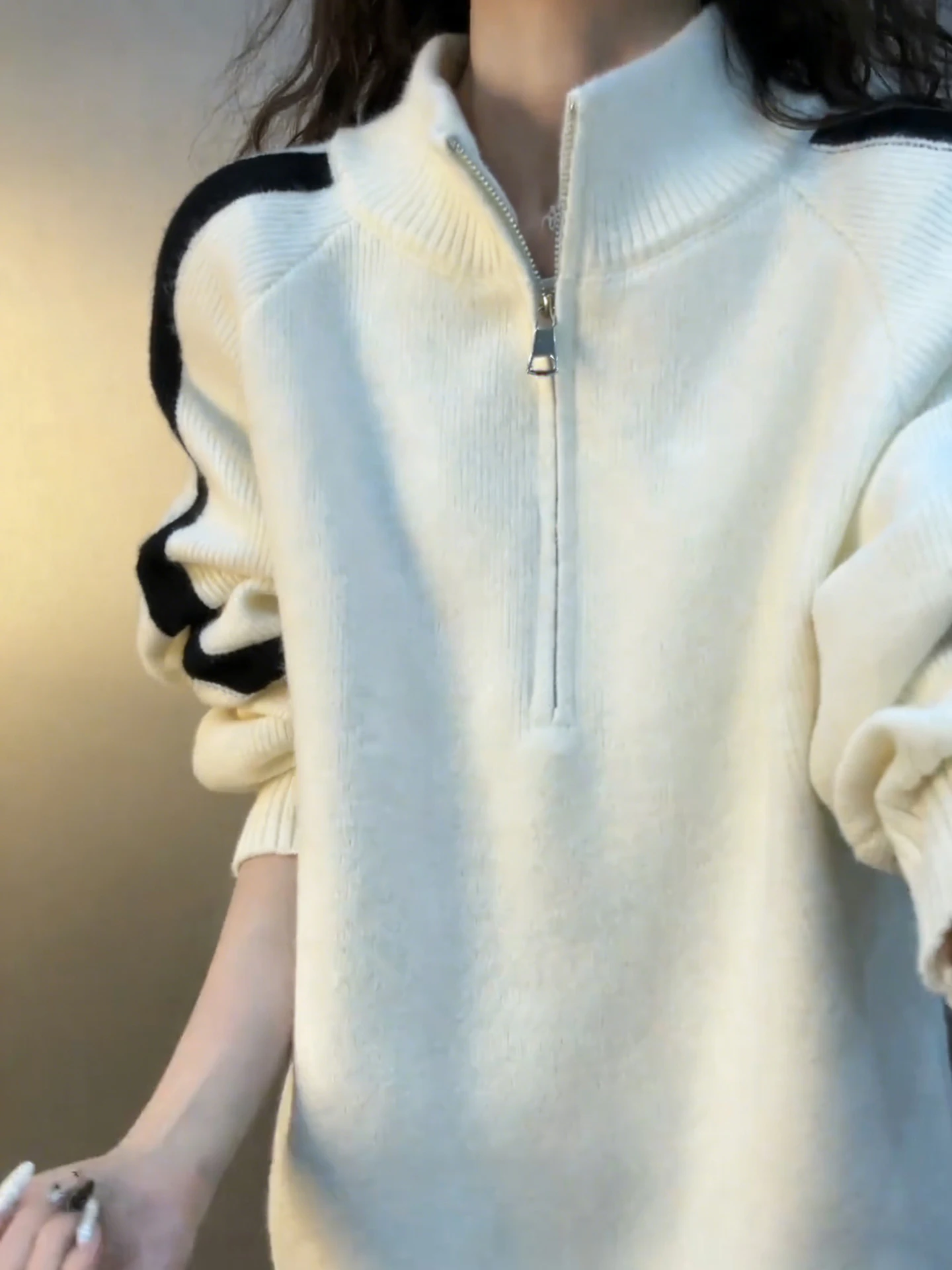 

Американский утепленный мужской трикотажный свитер с воротником-стойкой на молнии, базовый слой, верхняя одежда для пар, осень-зима