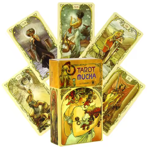 Hot Selling Mucha Oracle Tarot Leisure Entertainment Card Family Gathering Divination Deck Tarot Board Playing Card Game