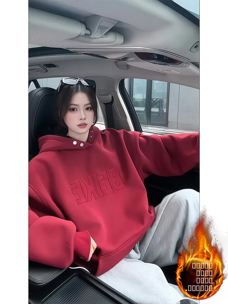 

Утепленная зимняя куртка-худи Ankang с вышивкой красными буквами, унисекс, повседневная, на пуговицах, из полиэстера и хлопка