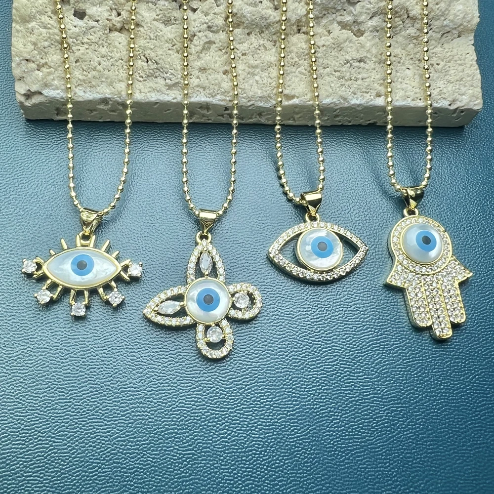 

Classic Devil Evil Eye Necklace Butterfly Marquise Hamsa Pendant Neck For Women Luxury Zircon Sea Shell Charms Jewelry