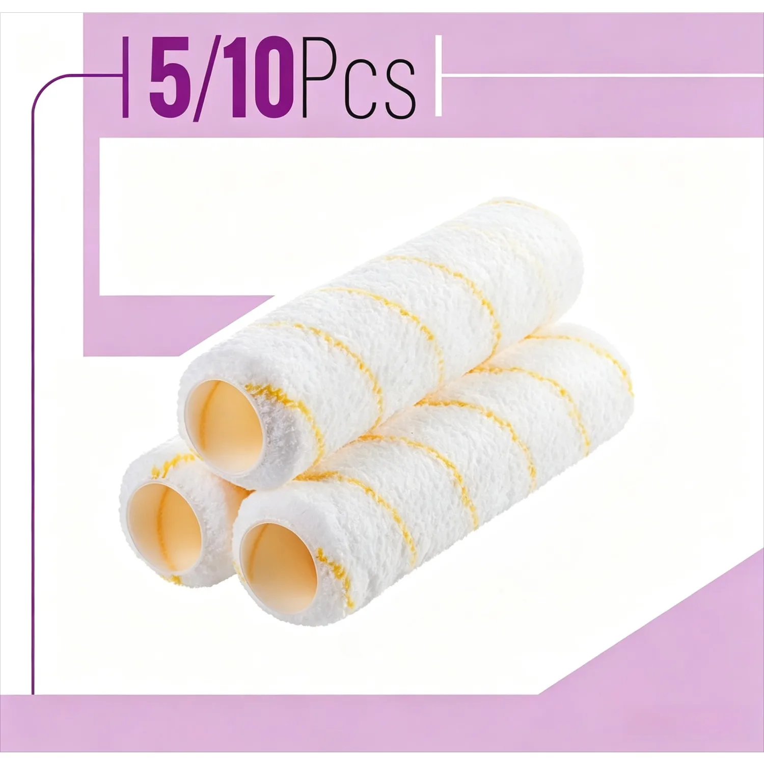 5/10 Pcs 4/9 Inch Paint Roller Covers, High‑Density Replacement Roller Sleeves for Indoor Home Wall Painting Projects