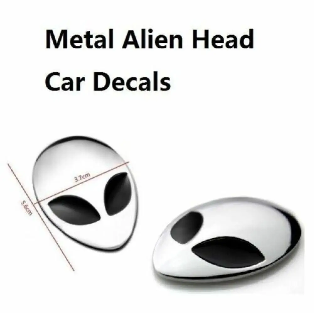 2pcs Chrome Metal 3D Alienware Head Auto Logo Sticker Badge Emblem Car Decal Car Accessories