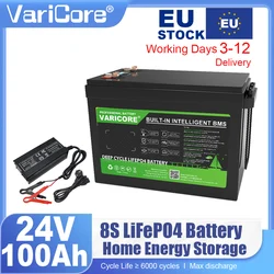 VariCore 24V 8 string 100Ah 60Ah 32Ah LiFePO4 Battery Lithium Iron Phosphate for Golf cart Car lighter 29.2V Charger Tax Free