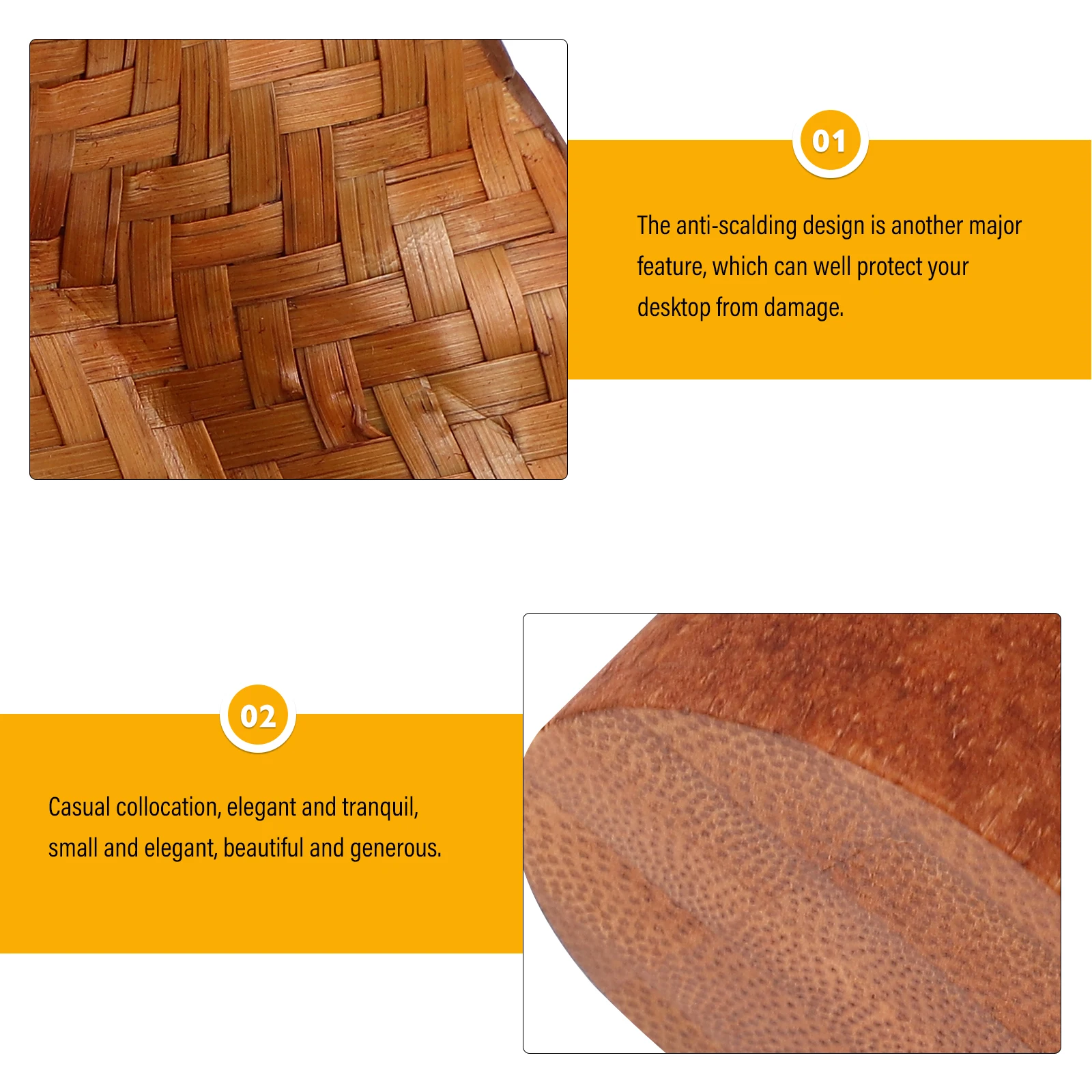 

Bamboo Coasters Set High Base Teacup Pad Japanese Style Cup Mat Easy Clean Heat Resistant Drink Coaster Table Protection Elegant