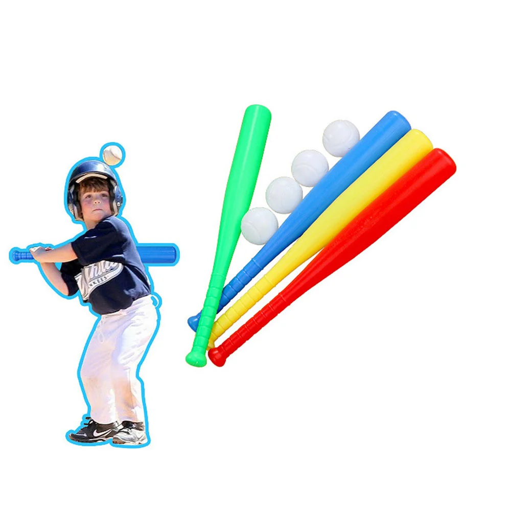 1 conjunto de beisebol de plástico melhor conjunto de beisebol esportivo kit de brinquedos educativos para crianças (cor aleatória, 3 peças de morcegos + 3 peças de beisebol