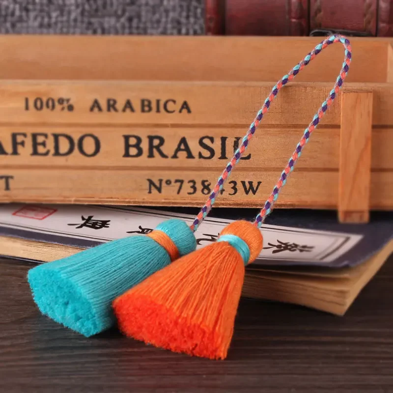 2/5Pcs Tassels Double Ended Cotton Thread Tassels Handmade Craft Tassels with Loops for DIY Crafts Jewelry Making