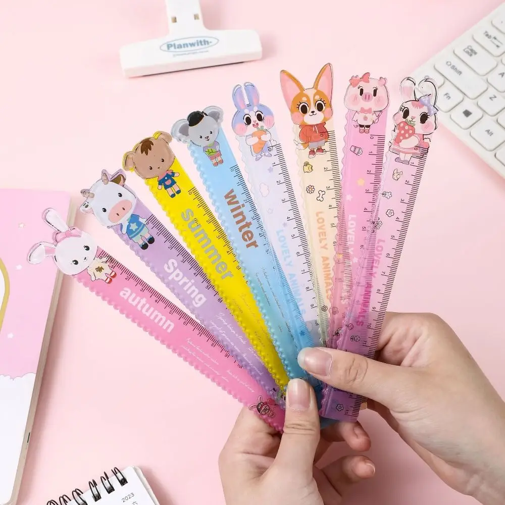 Kawaii Plastic Straight Ruler Rabbit Planner Accessories Ruler School Office Supplies Drawing Tools