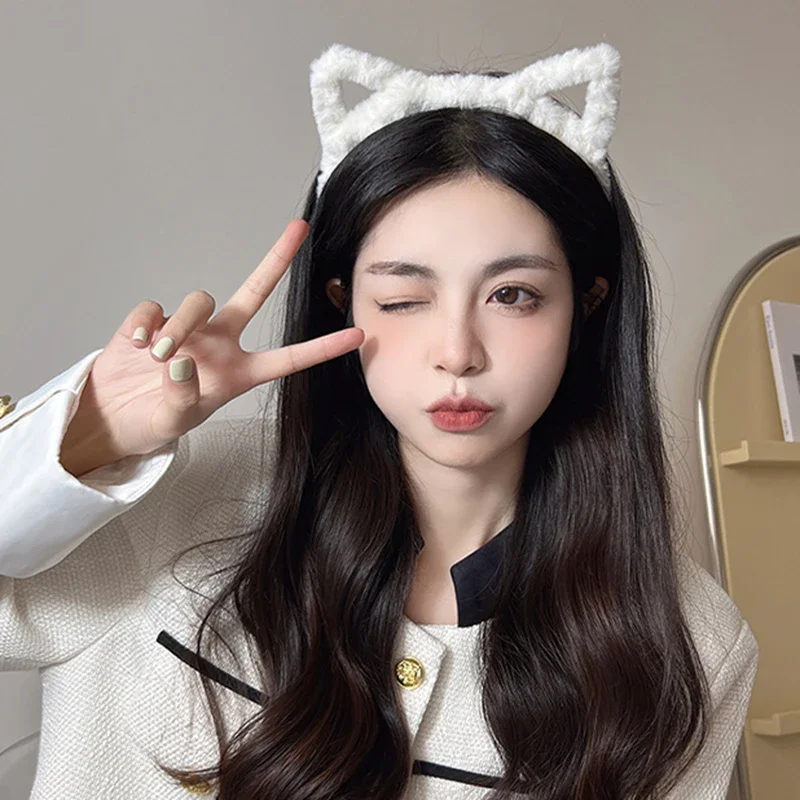 Plush Cat Ear Lolita Headbands para Mulheres, Meninas Desenhos Animados, Bandas de Cabelo Peludo, Hoop, Cosplay Costume, Party Headwear, Acessórios