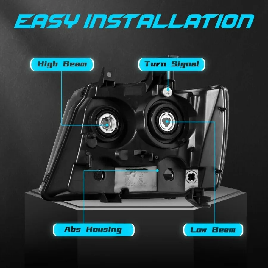 مجموعة مصابيح أمامية متوافقة مع 2007-2014 تشيفي تاهو سوبربان 1500/2007-2013 شيفروليه أفالانش سوبربان 2500 مع لمبة مع B #3