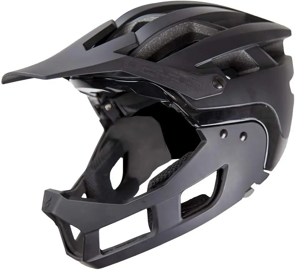 Mountain Bike Helmet Fullface with Removable Chin Guard- Includes Head Cinch Adjuster and Padded