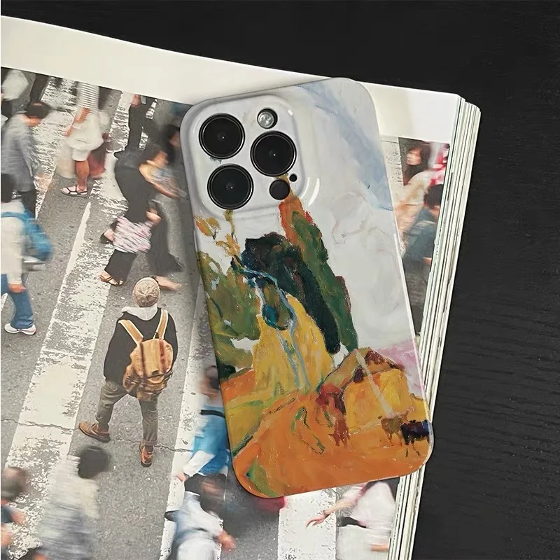 حافظة هاتف فنية على شكل زيت جرافيتي أصفر لهاتف آيفون 17 Air 16E 15 PROMAX 14 Plus 13 12 MINI 11 16Plus XR غطاء هاتف أكريليك #3