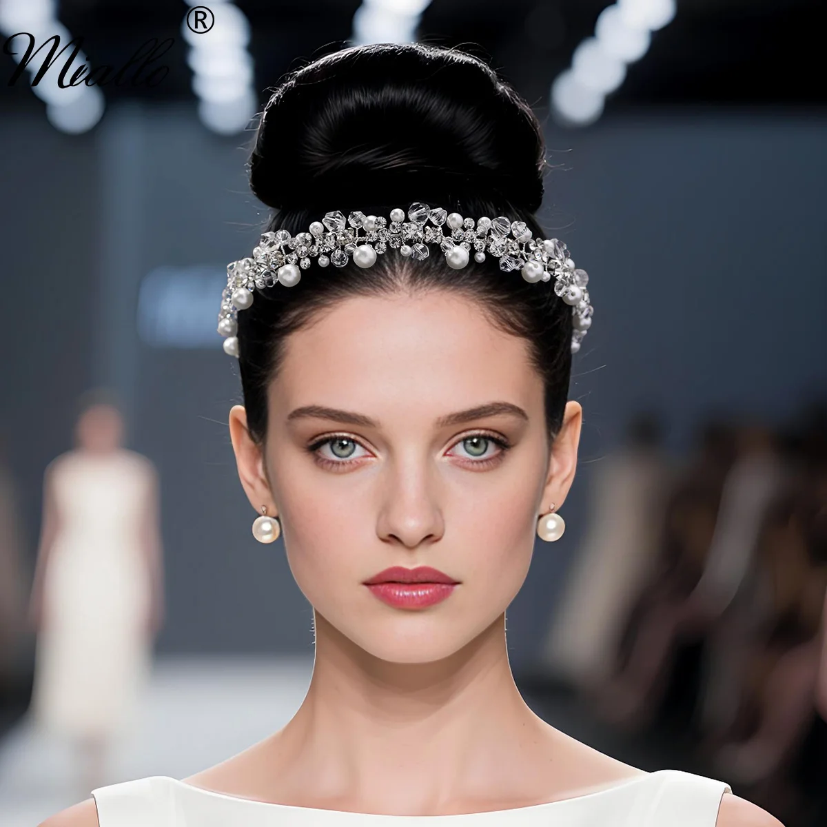 

Miallo Серебристая повязка для волос с грушей для женщин, роскошные свадебные украшения для волос для невесты, аксессуары, вечерние модные головные уборы в качестве подарков