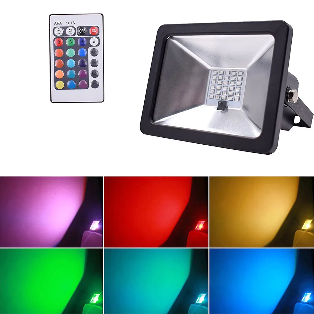 30W RGB Flood  Light Ultra-thin Waterproof Colorful Floodlights Portable Outdoor Camping Parties Emergency Lights