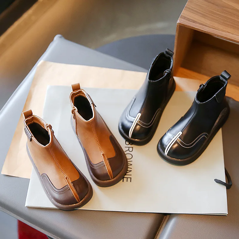 

Fashion Versatile British Style Kids Short Boots 2025 Winter New Non Slip Girls Ankle Boots Simple Boys' Shoes Zapatos Niña