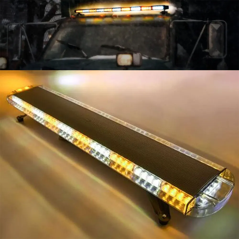 

47" LED Amber White Strobe Light Bar 12V-24V 88W Emergency Flashing Warning Response For Tow Hawl Mack Crane Truck High Power