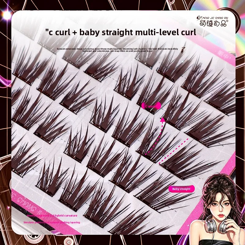 Self-Adhesive Glueless False Eyelashes Double Layer Cluster Fluffy Manga Winged Eye Natural Volume Lashes Reusable Easy Removal
