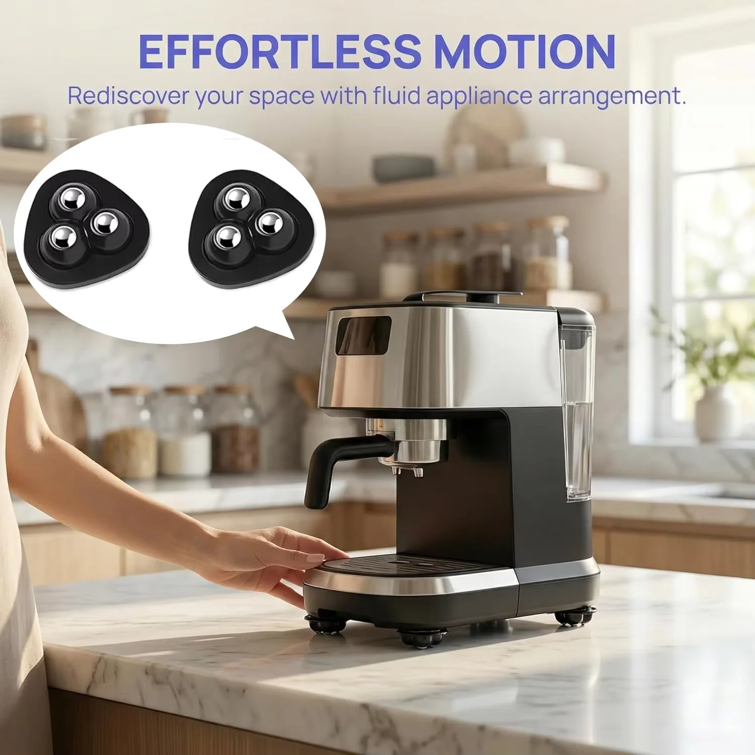 Universal wheel, 360 degree rotating furniture roller, easy to move household appliances and furniture, 8 pieces, black