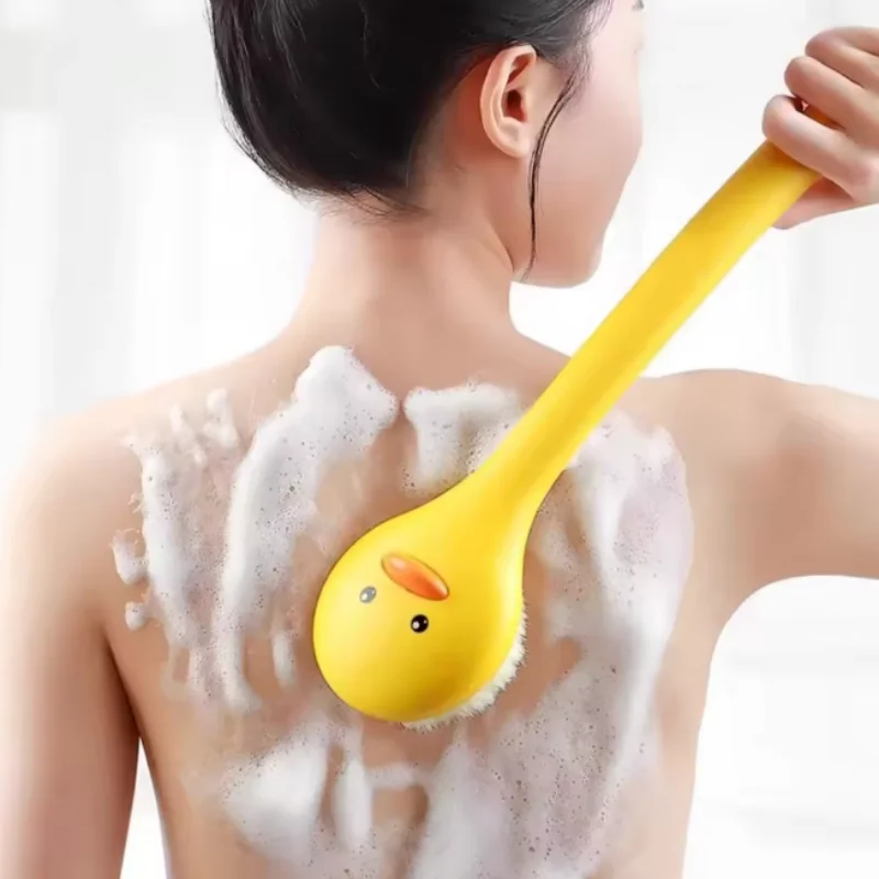 1-teilige Badebürste mit langem Griff und weichen Borsten, Rückenschrubber zum Peeling und Reinigen, Dusch-Körpermassagegerät