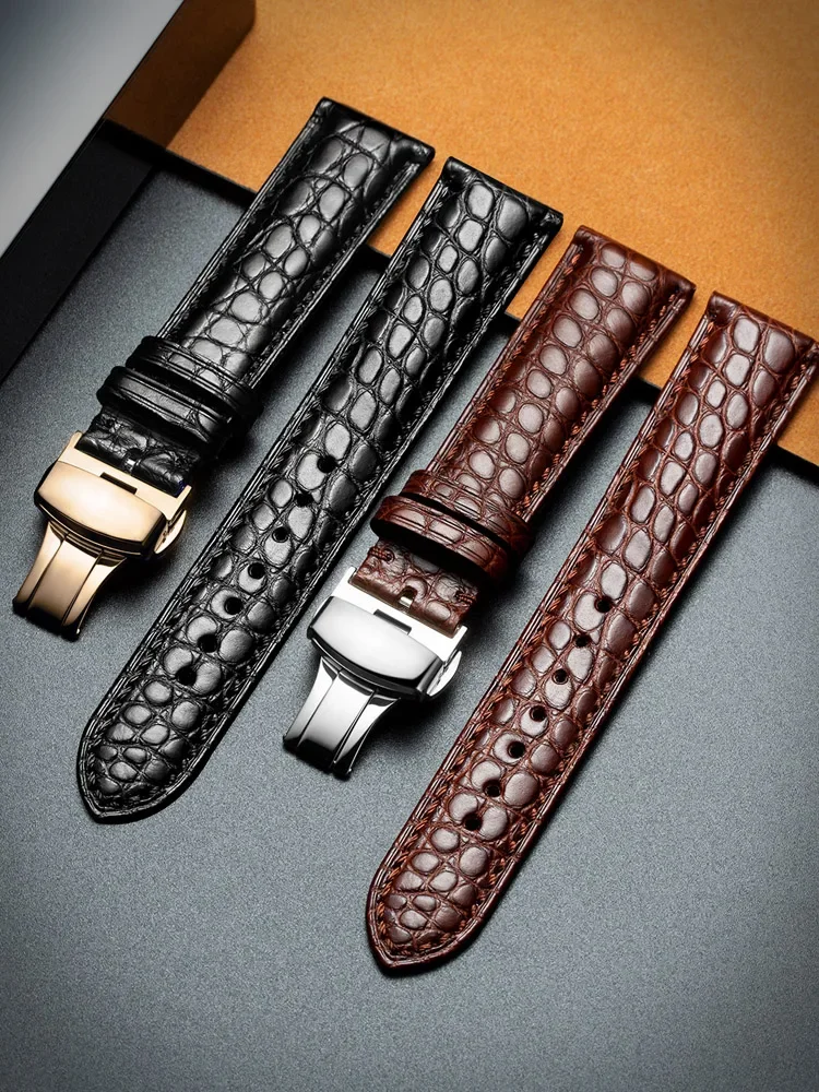 أحزمة ساعات تمساح أصلية ، حزام متين مقاوم للماء ، لونجين ، أوميجا ، كارتييه ، ميدو ، دانيل ، 14 ويلينغتون ، 16 ، 17 ، 18 ، 19 ، 20 ، 22