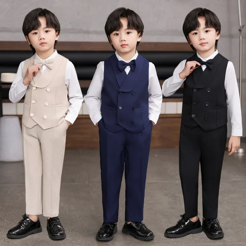 

Детский жилет, костюм из 5 предметов, весна-лето, костюм для мальчиков на свадьбу, день рождения, детские жилеты, брюки, рубашки с галстуком-бабочкой