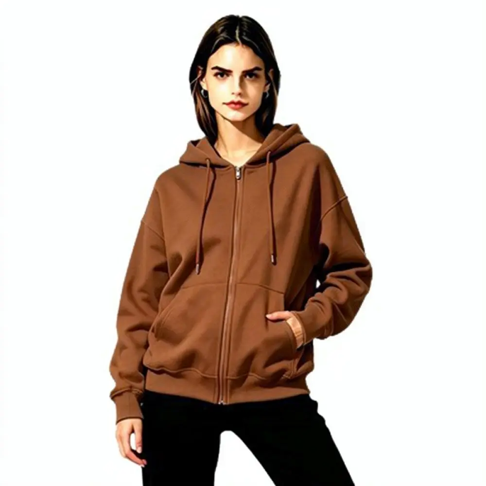 Ladies Casual Zip Hoodie Loose Fit Sweatshirt Comfortable Long Sleeve Pullover Jacket Sports Workout Daily Fashion Tops