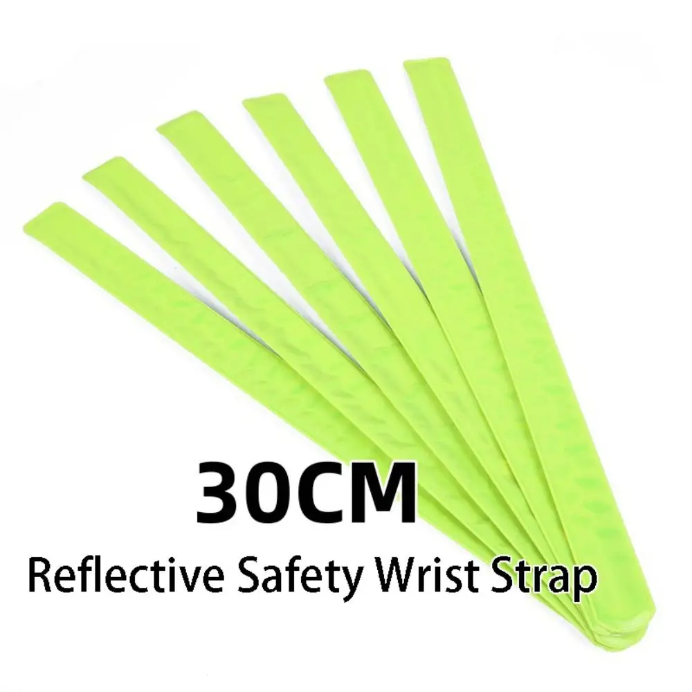 20 pçs aviso reflexivo pulseira de segurança verde 22/30cm reflexivo snap ring visibilidade criativo reflexivo tapa pulseira