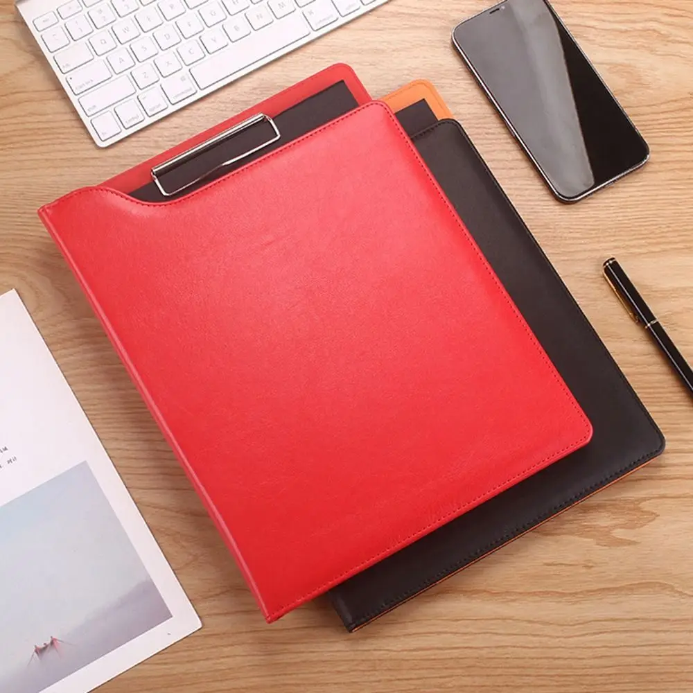 

With Cover A4 File Folder Clipboard With Pen Holder Waterproof Over Flip File Writing Pad Non-slip Metal Board Clip