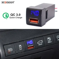 12V QC3.0 Mobile Phone Car Quick Charger With LED Voltmeter for Toyota Land Cruiser Prado 150 Series Rav4 Camry Hiace Corolla