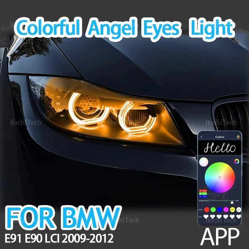 

LED Angel Eyes Kit Ring RGB colors APP control Headlight Lamps for BMW 3 Series E91 E90 facelift 2009-2012 Xenon headlights