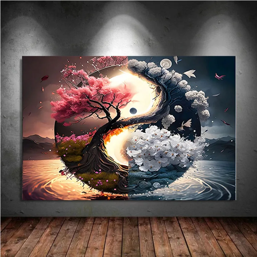 5D Diy Diamond Painting Classic Colorful Yin and Yang Mosaic Diamond Chinese Philosophy Home Decoration