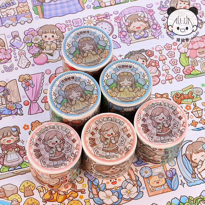 

Telado Garden Secret Realm Cute Cartoon Hand Account Special Oil and Paper Tape Character Hand Account Decoration Tape