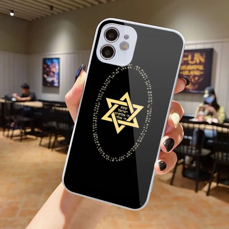 Israel Jewish Star Mobile Cell Phone Case for iPhone 15 14 13 12 11 Pro Max X XR XS 8 7 Plus Liquid Glass Phone Cover Funda