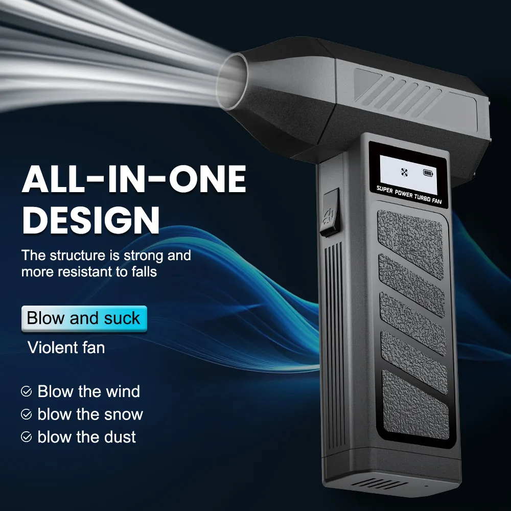 

Turbo Jet Fan Car Blowing Snow Electric Air Duster 4 Gears adjustable Cleaning Blower Tool Portable 130000 RPM Type-C Charging