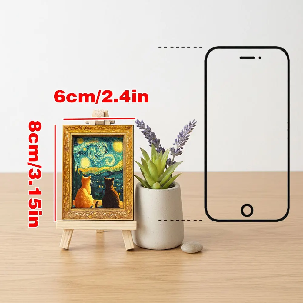 Kunst-Katzen-Kühlschrankmagnet, Katzen-Magnet mit Sternenhimmel-Motiv, niedliche Heimdekoration für Küche, Kühlschrank und Whiteboard, interessantes Geschenk – Detail 3