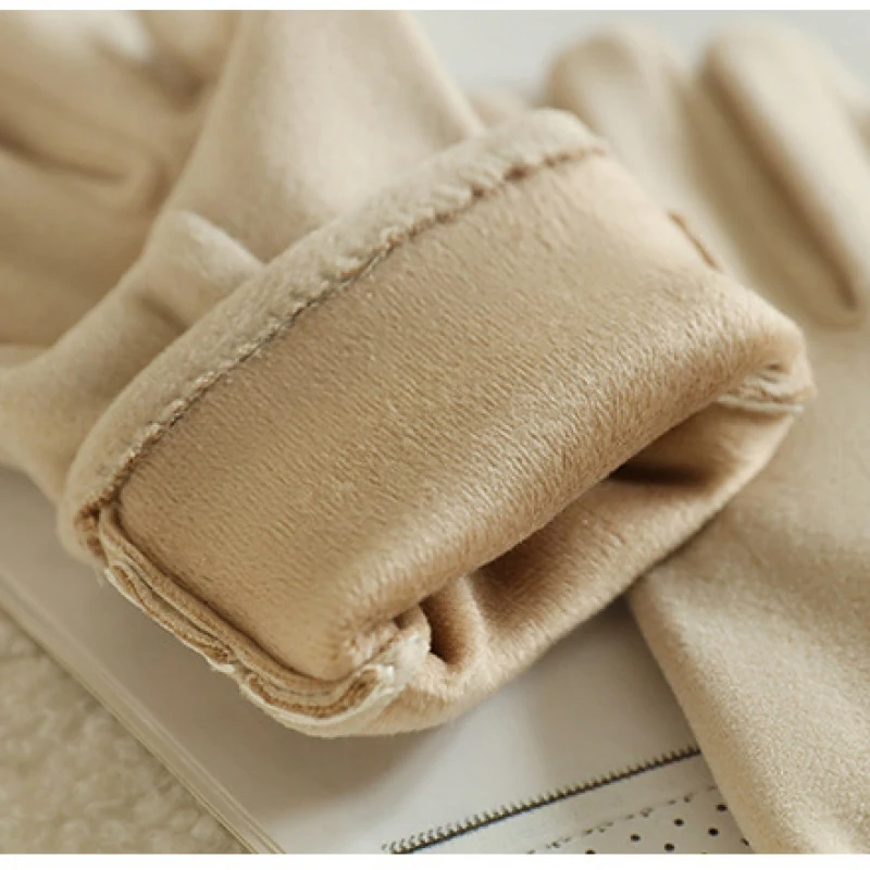 Luvas de lã macia à prova de vento feminino, luvas cruzadas, elegante, manter quente, tela sensível ao toque, moda inverno