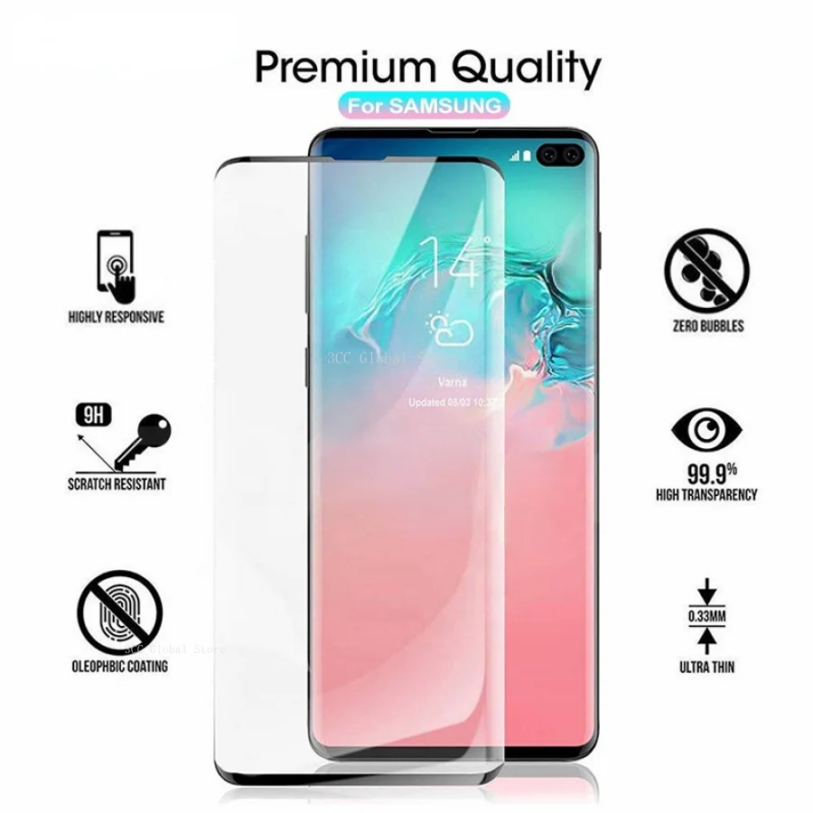 Film de protection en verre trempé pour Samsung Galaxy S10, 5G, S9, S8 Plus, S7 Dock Edge Plus, S10E 20D, incurvé, écran complet, Guatemala