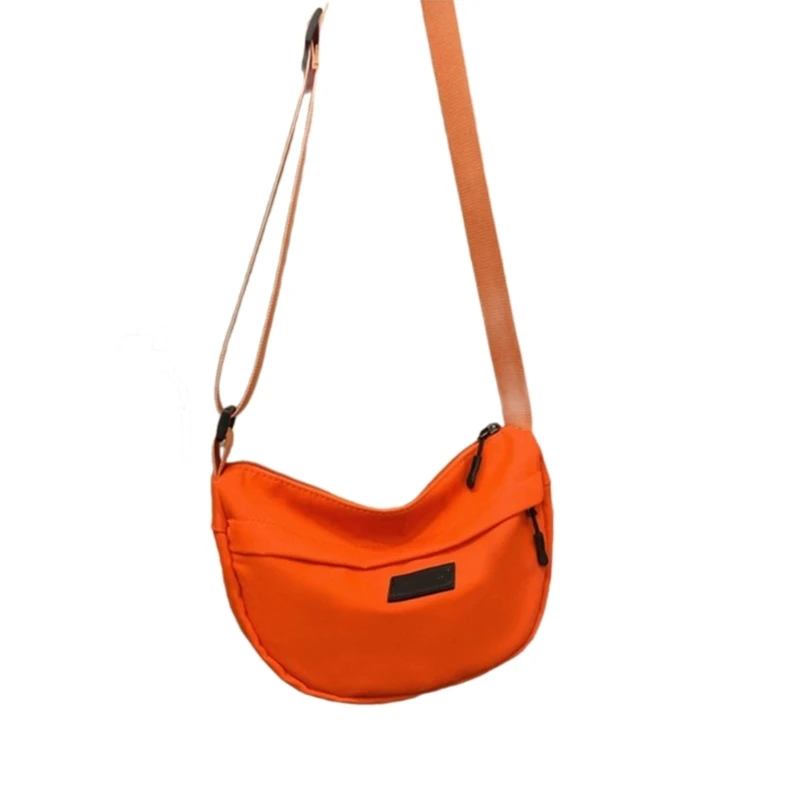 Harajuku Nylon Crossbody Bag with Adjustable Strap Solid Color Shoulder Purse