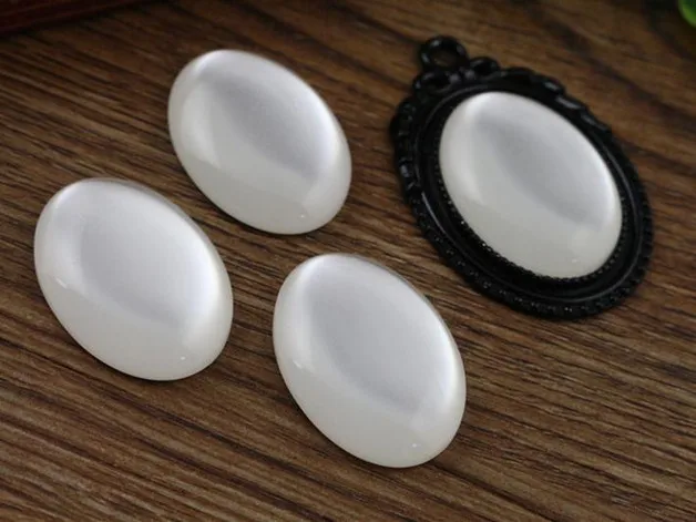 New Fashion 10pcs 18x25mm White Color Flat Back Resin Cabochons Cameo  G7-04