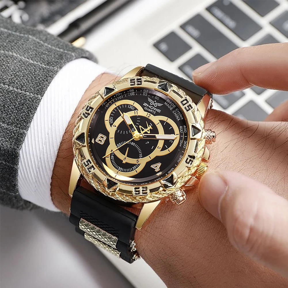 

Men’s Watch Fashion Silicone Band Analog Quartz Wrist Watch Man Sports Watches
