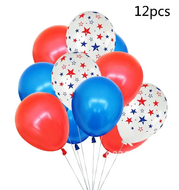 

1set 12inch Latex Balloon American National Day USA Red Blue Star Ball Party Balloons 74 Birthday Party Decoration Air Globos