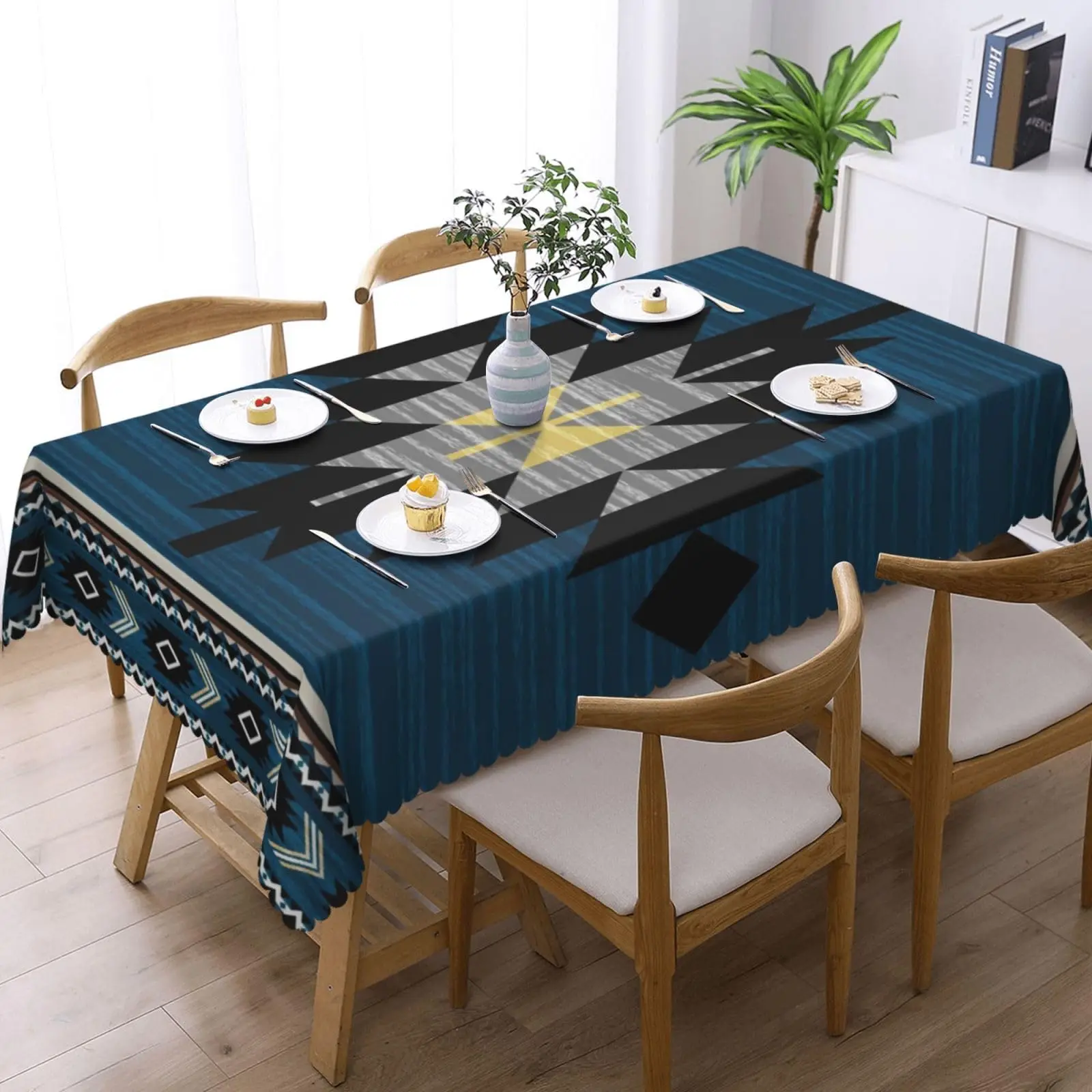 Southwestern Tablecloth Tribal Geometric Ethnic Native Style Geometric Rectangle Table Cloth Rectangular  Table Cover for Party