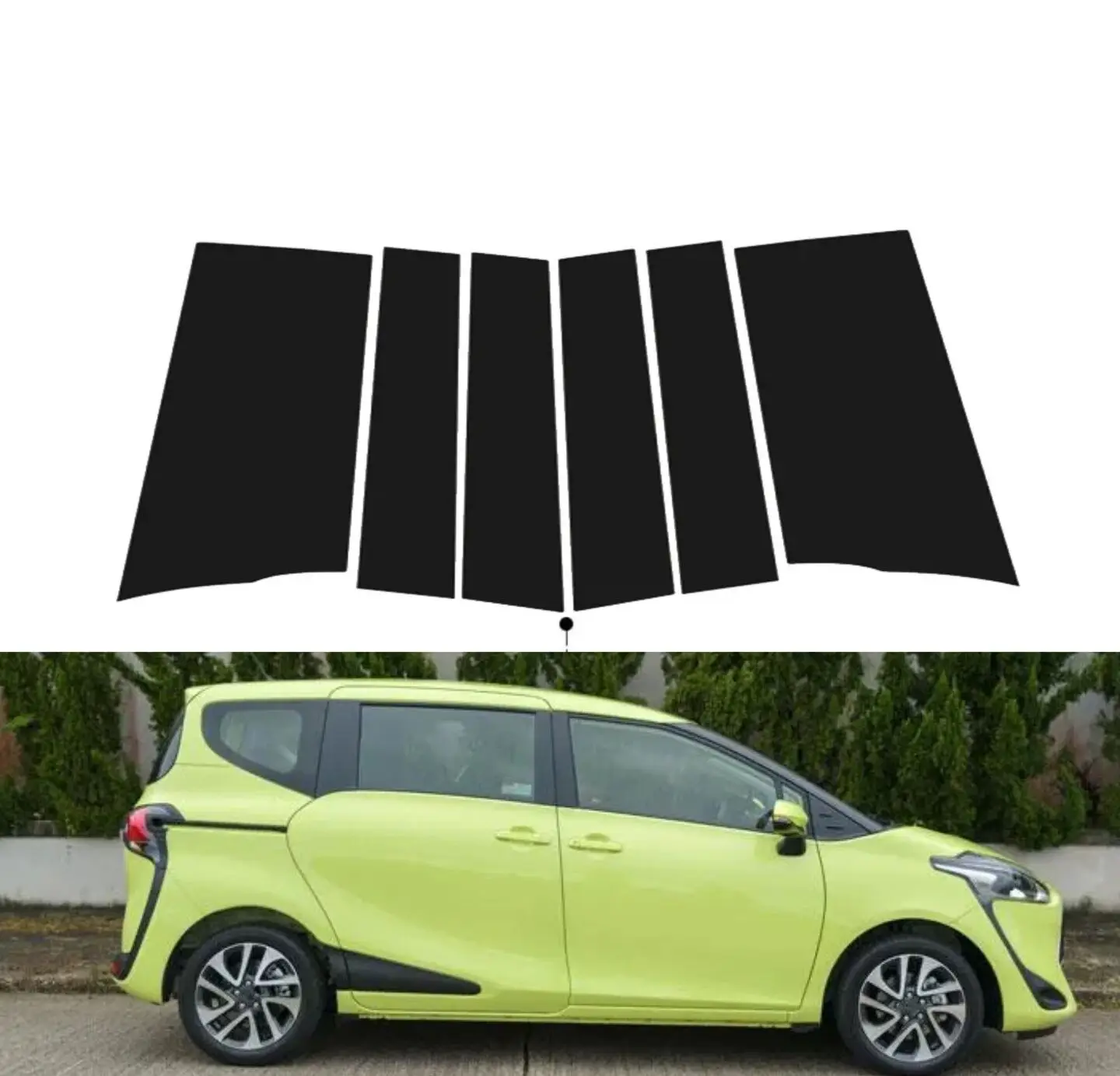 

6Pcs Glossy Black Pillar Posts Fit For Toyota Sienta XP170 2016 -2023 Window Door Stickers Trim Cover Column Decoration Styling